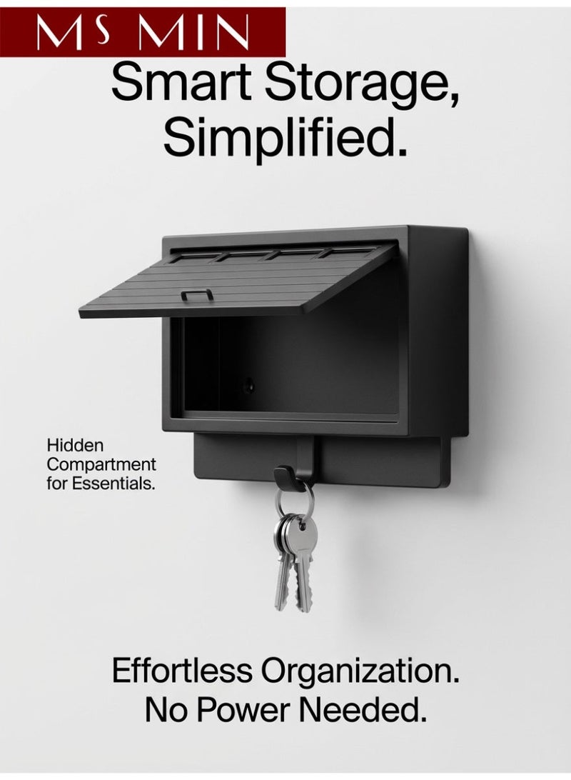 MS MIN Automatic Garage Style Key Holder with Storage Box, Creative Wall-Mounted Key Hook Organizer, Gravity-Activated Open & Close Key Hanger for Home Entryway - Image 3